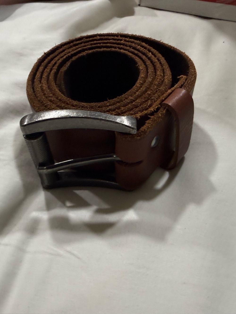 NAB full grain brown Leather Men’s Belt with Silver Buckle. 36”